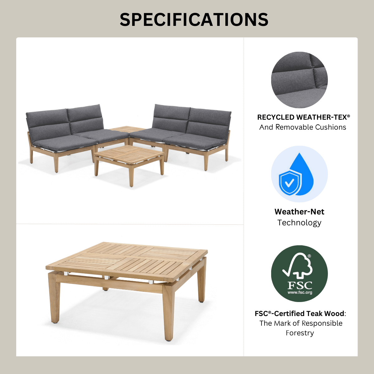 Arno 6pc Corner Set Dark - Home Outpost Supply