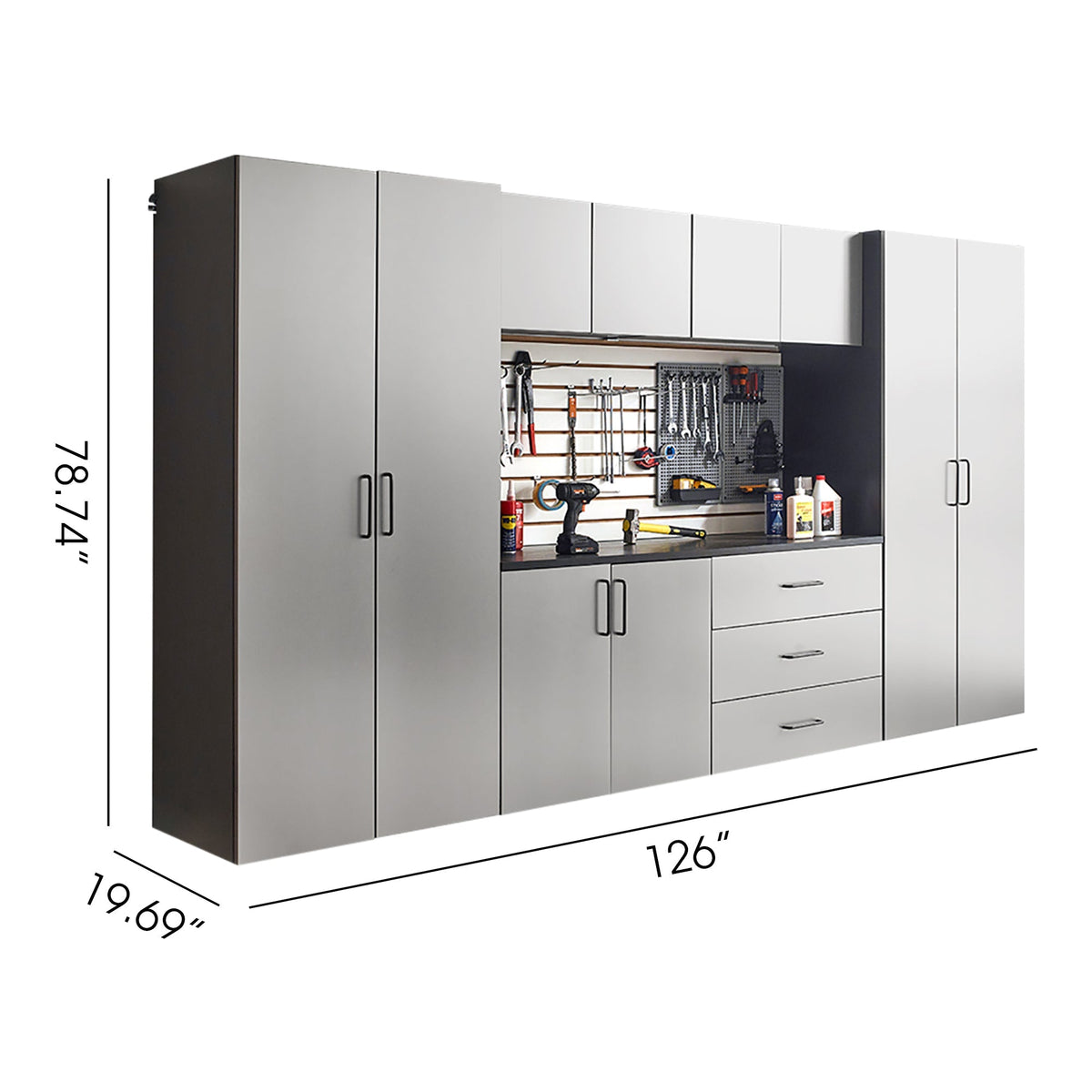 Astro Series 128 in. W x 79 in. H x 20 in. D Garage Cabinet Set A (7-Piece) - Home Outpost Supply