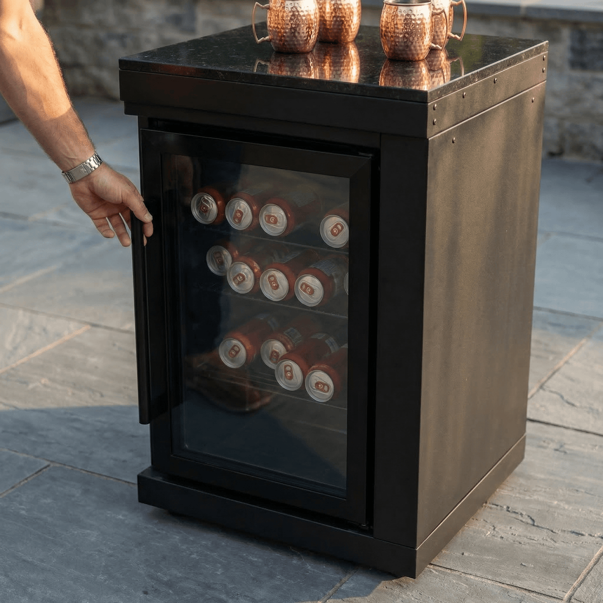 Black Single Door Fridge Cabinet Outdoor Kitchen Islands - Home Outpost Supply