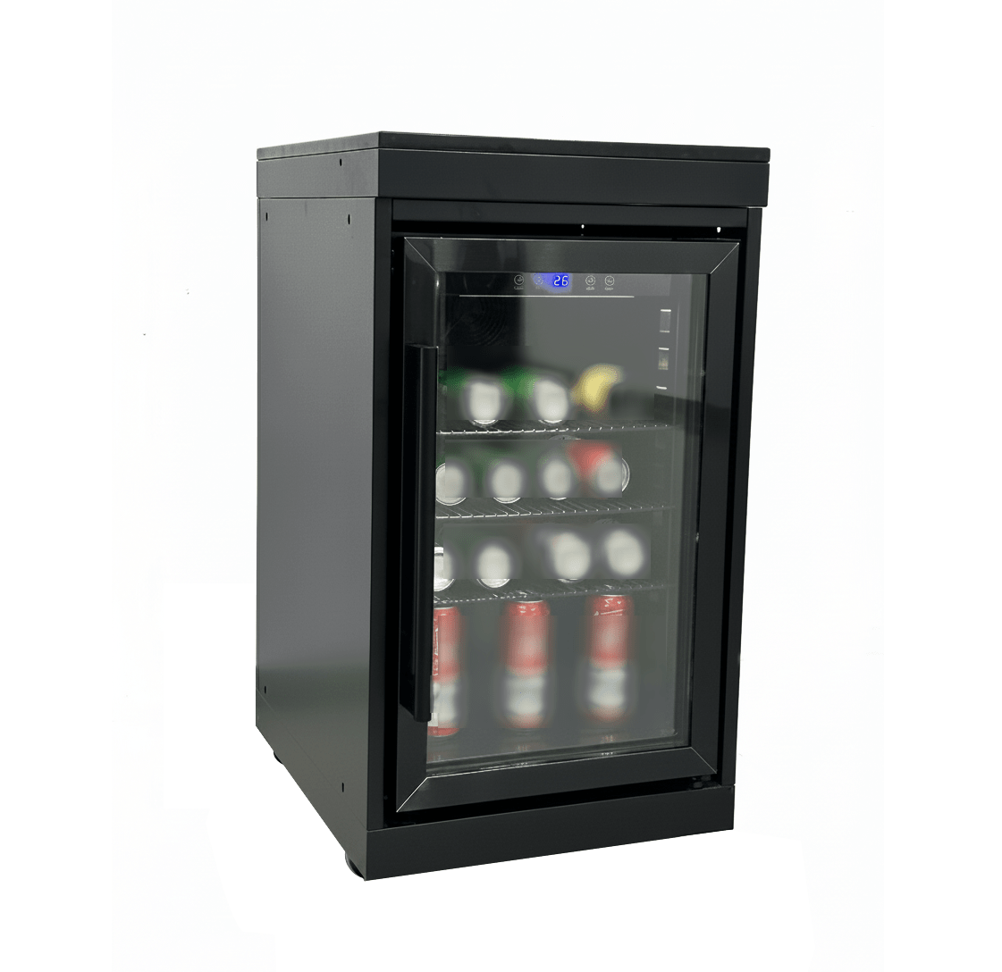 Black Single Door Fridge Cabinet Outdoor Kitchen Islands - Home Outpost Supply