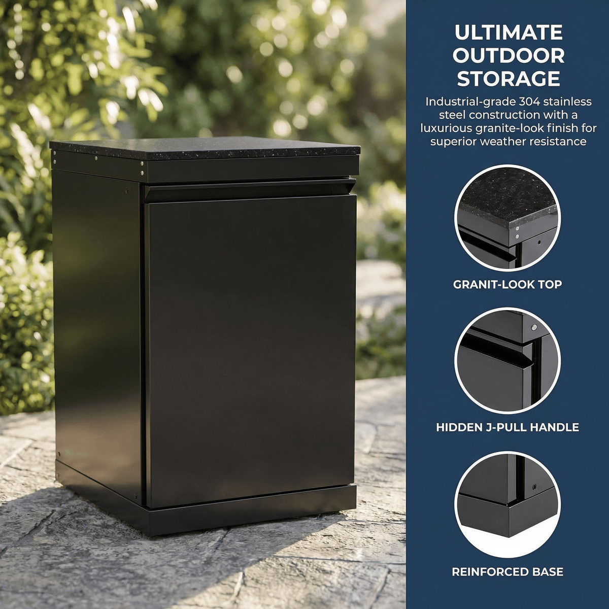 Black Single-door Storage Locker Outdoor Kitchen Islands - Home Outpost Supply