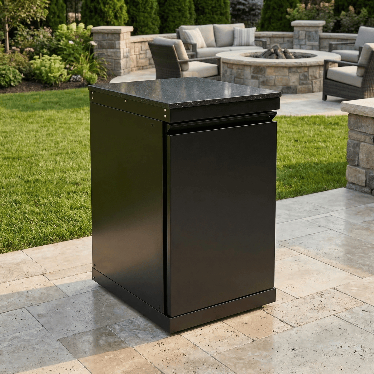 Black Single-door Storage Locker Outdoor Kitchen Islands - Home Outpost Supply