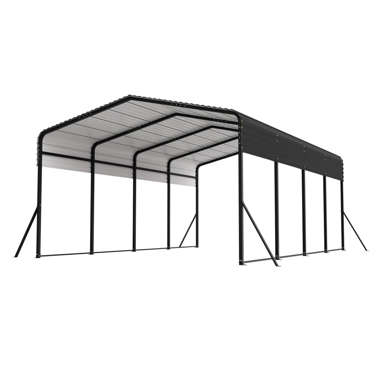 13' x 20' Heavy-Duty Metal Carport with Reinforced Steel Roof – Black