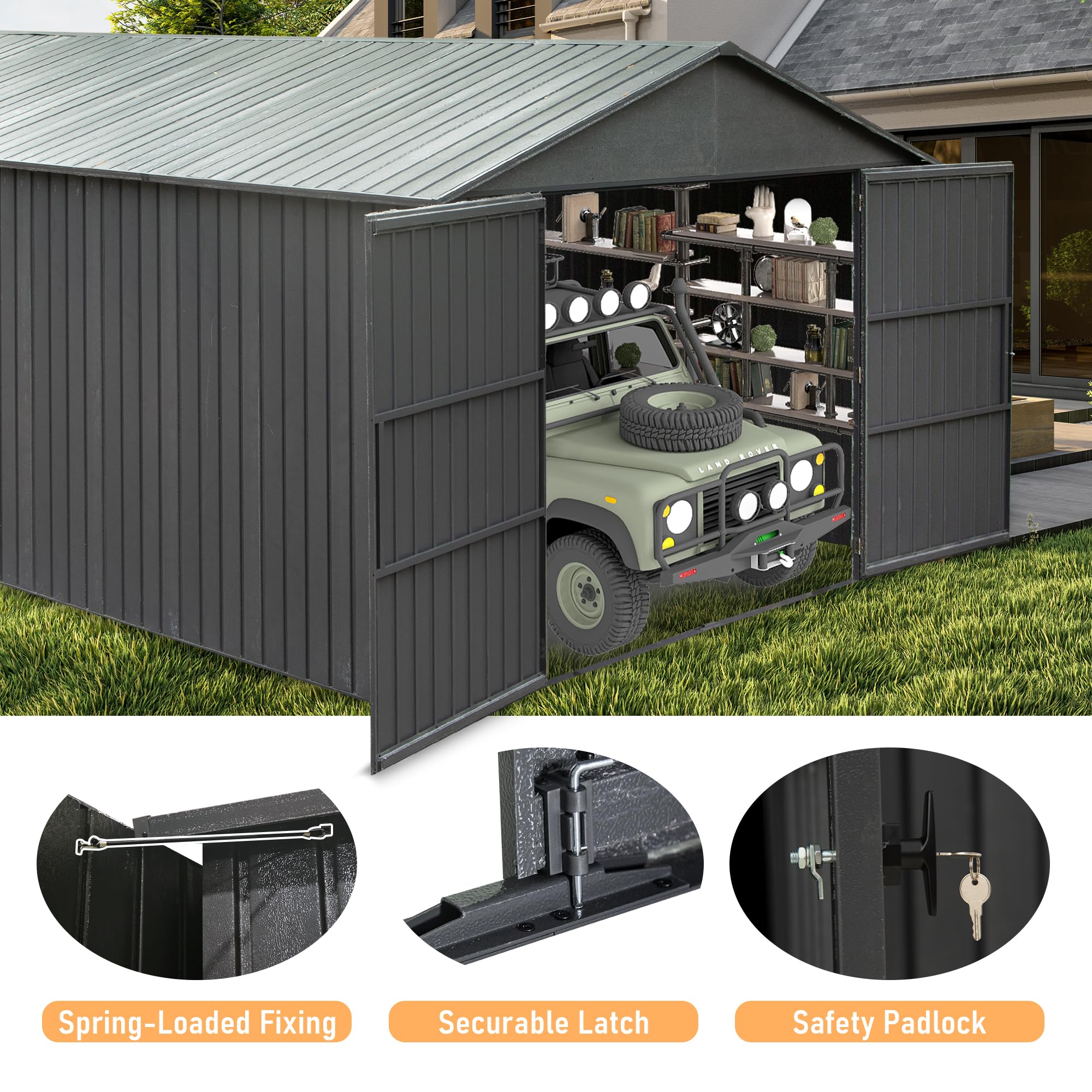 12x20ft Outdoor Metal Garage Shed