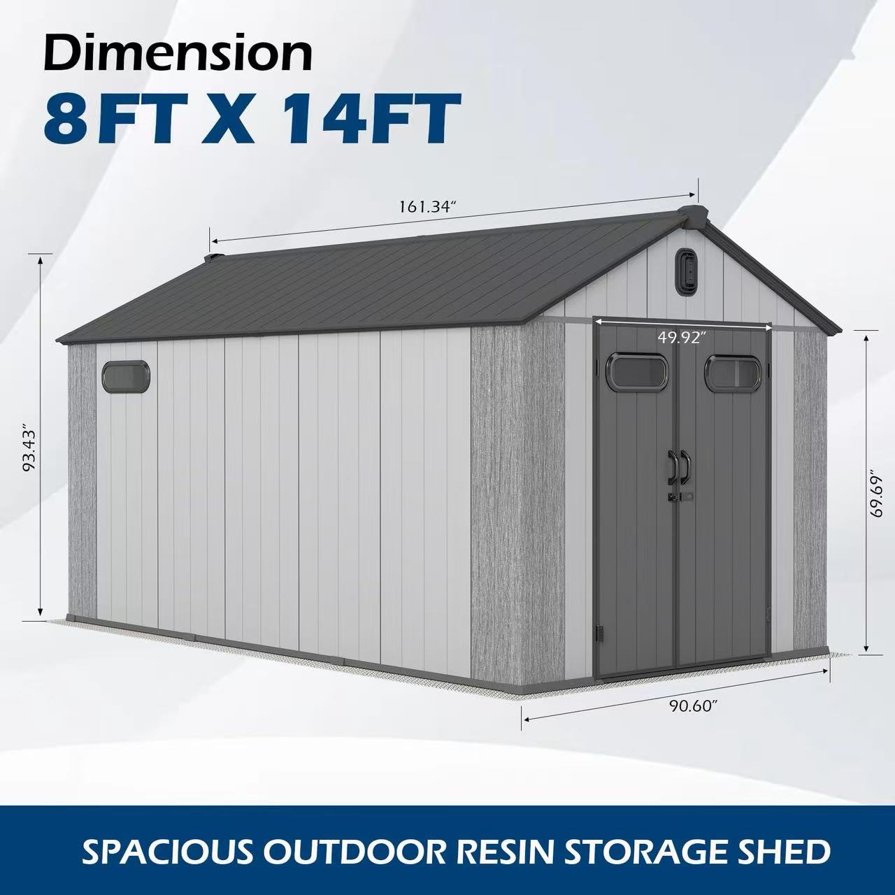 8x14Ft Resin Outdoor Storage Shed with Carpet