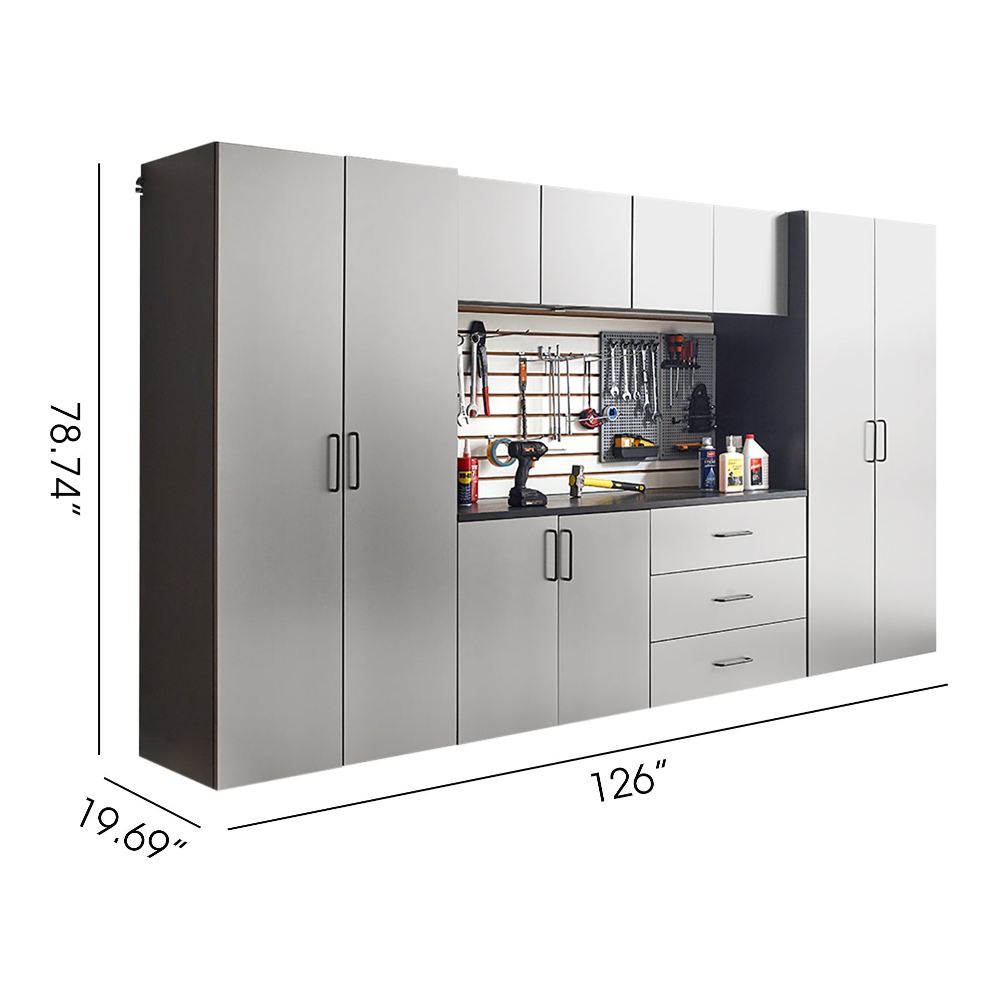 Astro Series 128 in. W x 79 in. H x 20 in. D Garage Cabinet Set A (7-Piece)