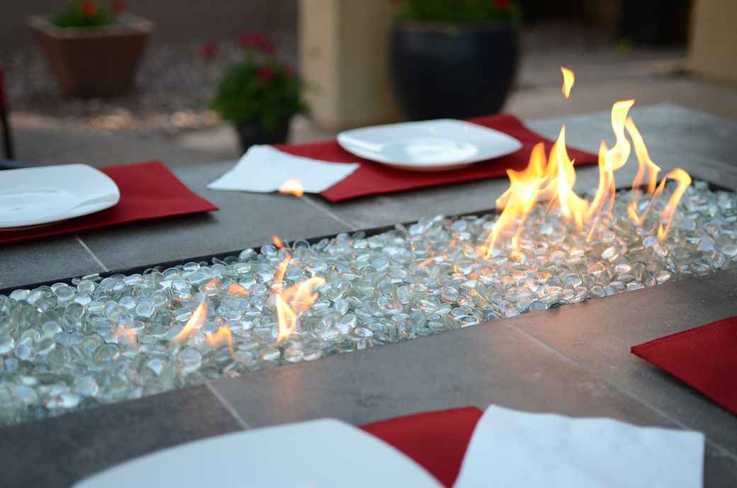 Entertainer Outdoor Fire Pit Table – 6 Ft with Fire Glass (LP/NG Compatible) - Home Outpost Supply
