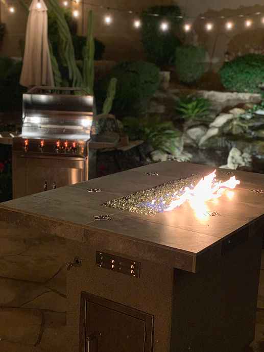 Entertainer Outdoor Fire Pit Table – 6 Ft with Fire Glass (LP/NG Compatible) - Home Outpost Supply