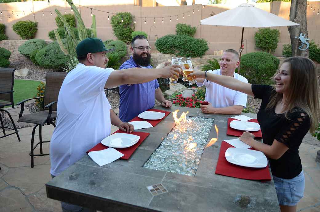 Entertainer Outdoor Fire Pit Table – 6 Ft with Fire Glass (LP/NG Compatible) - Home Outpost Supply