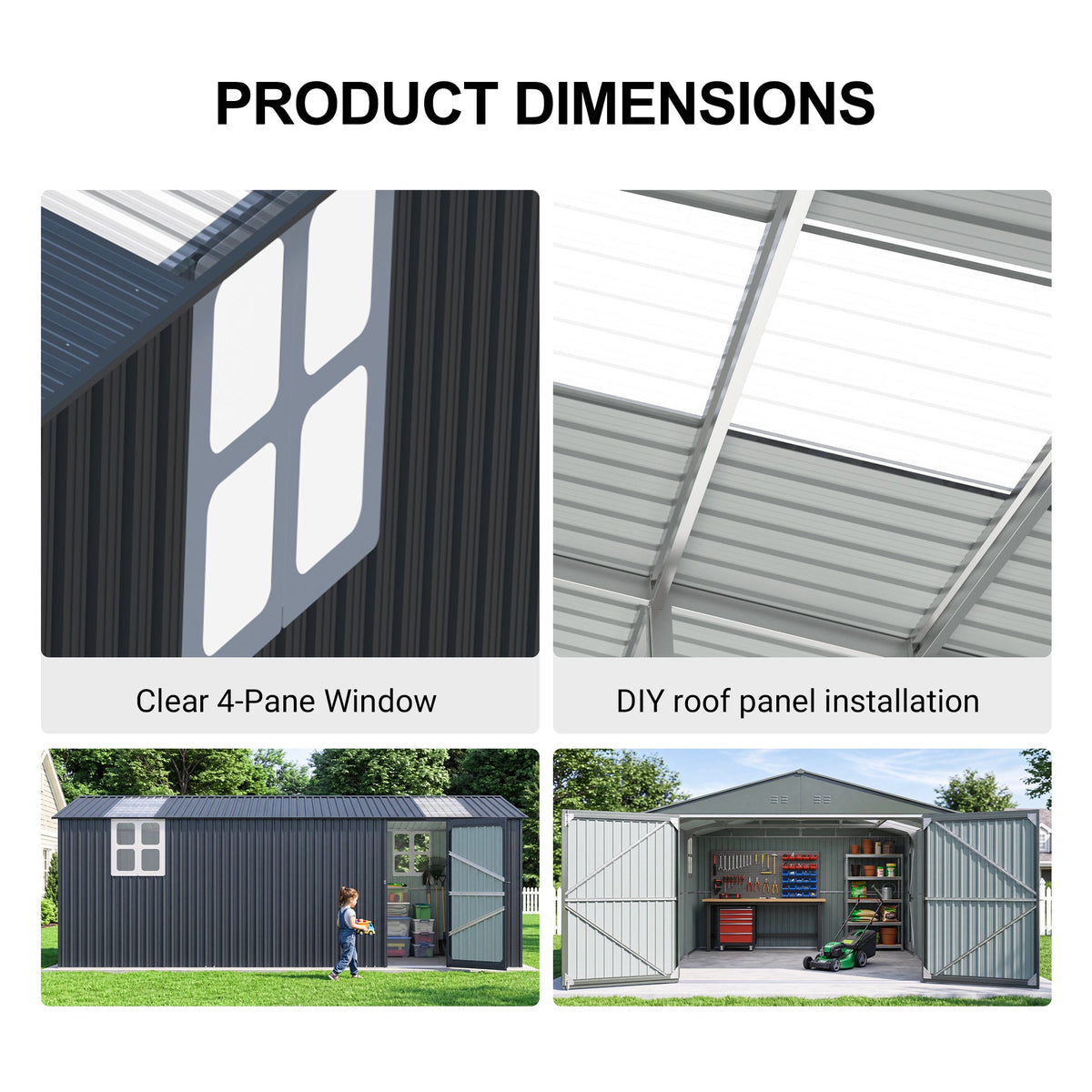 20' x 13' Metal Storage Shed with Skylight & Side Entry Door