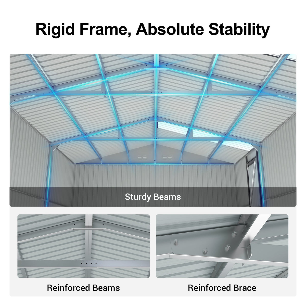 20' x 13' Metal Storage Shed with Skylight, Double Doors & Side Entry