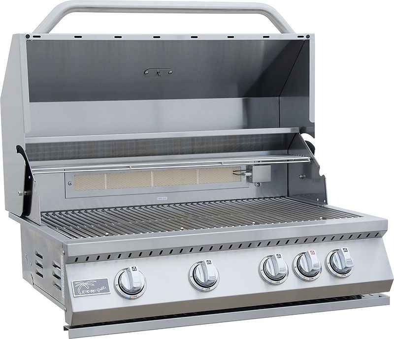 KoKoMo 7' Outdoor Kitchen Island with Grill – Built-In 32” Grill + Fridge - Home Outpost Supply