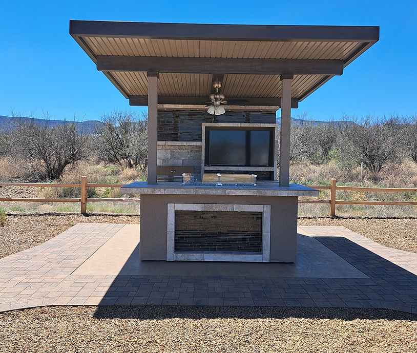 KoKoMo Baja Outdoor Kitchen with 12x12 Patio Cover – Complete Modular BBQ Island with Grill, Fridge & Bar Seating - Home Outpost Supply