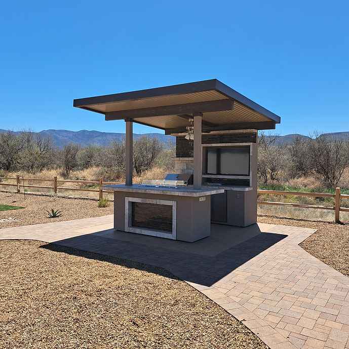 KoKoMo Baja Outdoor Kitchen with 12x12 Patio Cover – Complete Modular BBQ Island with Grill, Fridge & Bar Seating - Home Outpost Supply
