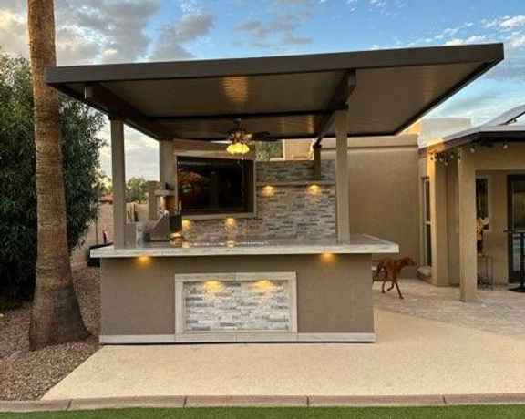 KoKoMo Bermuda Kitchen BBQ Island with Built-In TV, Fire Pit & Bar for Ultimate Outdoor Entertaining - Home Outpost Supply