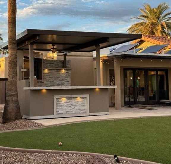 KoKoMo Bermuda Kitchen BBQ Island with Built-In TV, Fire Pit & Bar for Ultimate Outdoor Entertaining - Home Outpost Supply