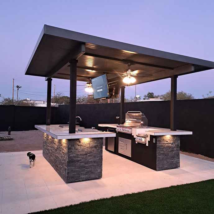 KoKoMo Big Island Sports Bar Outdoor Kitchen Grill – Dual 55” TVs + Built-In BBQ - Home Outpost Supply