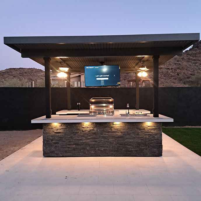 KoKoMo Big Island Sports Bar Outdoor Kitchen Grill – Dual 55” TVs + Built-In BBQ - Home Outpost Supply