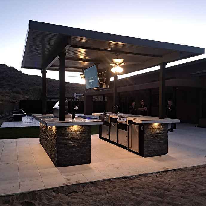 KoKoMo Big Island Sports Bar Outdoor Kitchen Grill – Dual 55” TVs + Built-In BBQ - Home Outpost Supply