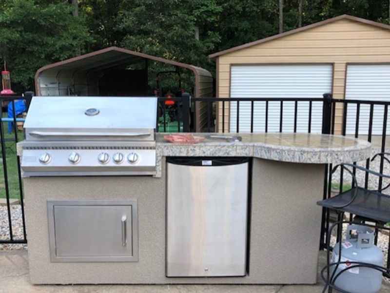 Kokomo Grill BBQ Island Maui 7'6" with 33" Round Bar, LED Lights & Built-In BBQ - Home Outpost Supply