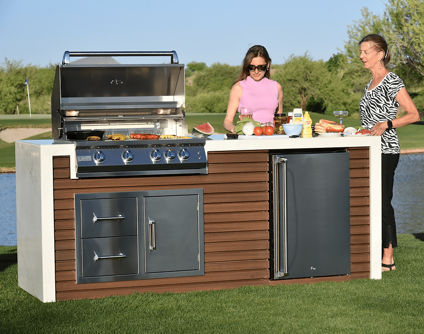 KoKoMo Outdoor Kitchen Island with Waterfall Edge – 32” Built-In Grill - Home Outpost Supply