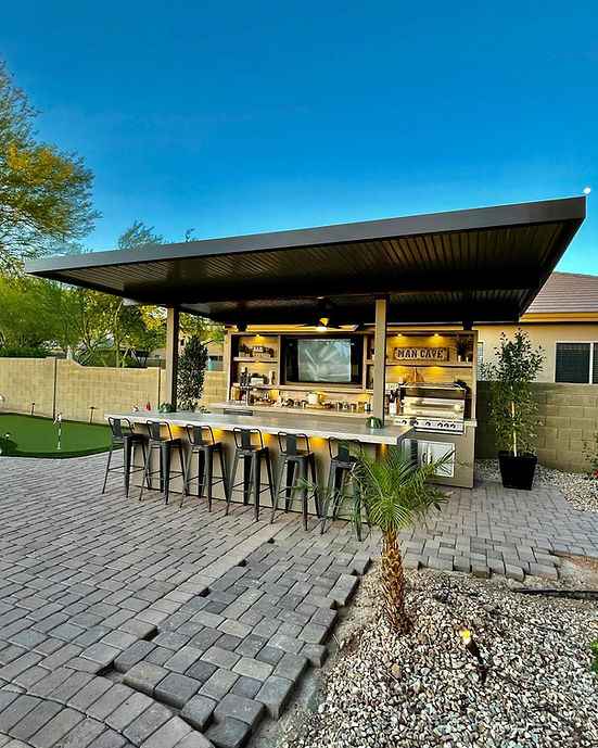 KoKoMo Outdoor Kitchen Pavilion – 20'x20' Luxury BBQ Island with 70" TV, Bar, Grill, Kegerator & More - Home Outpost Supply