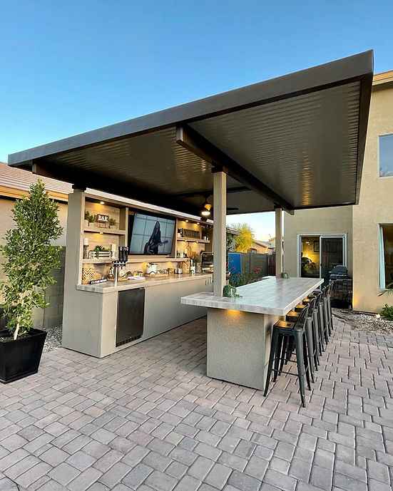 KoKoMo Outdoor Kitchen Pavilion – 20'x20' Luxury BBQ Island with 70" TV, Bar, Grill, Kegerator & More - Home Outpost Supply