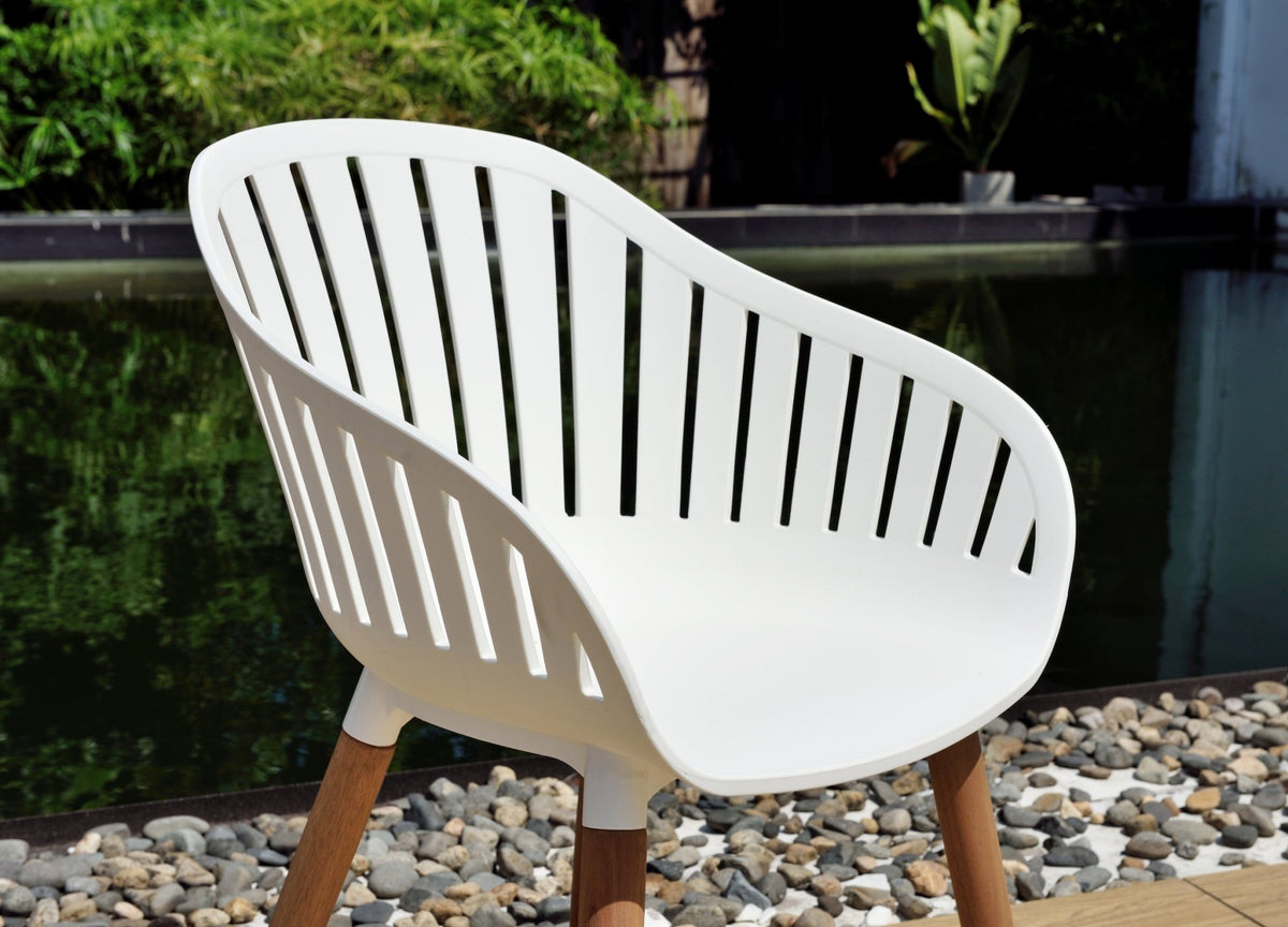 Leyland Table and Nassau White Armchairs Dining Set - Home Outpost Supply