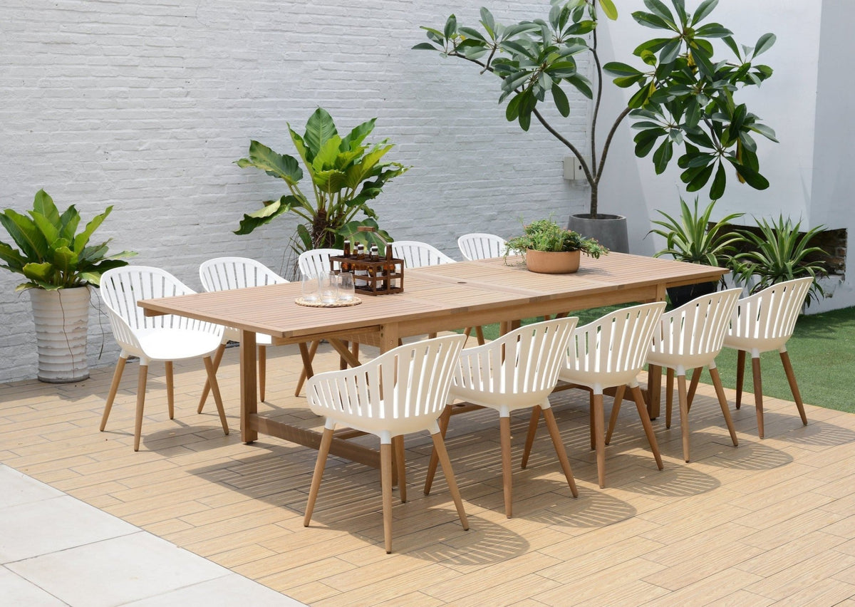 Leyland Table and Nassau White Armchairs Dining Set - Home Outpost Supply
