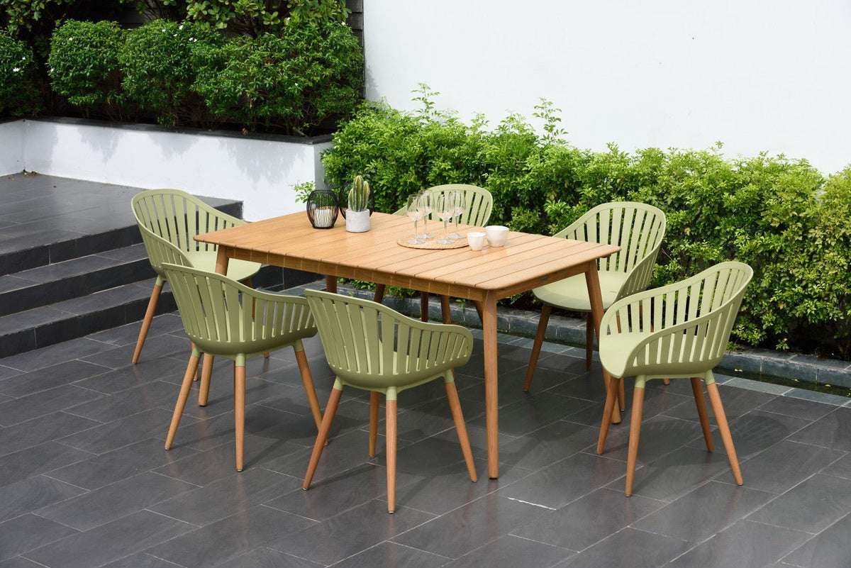 Nassau 7 Piece Rectangular Dining Set – Sage Green Social Plastic® - Home Outpost Supply