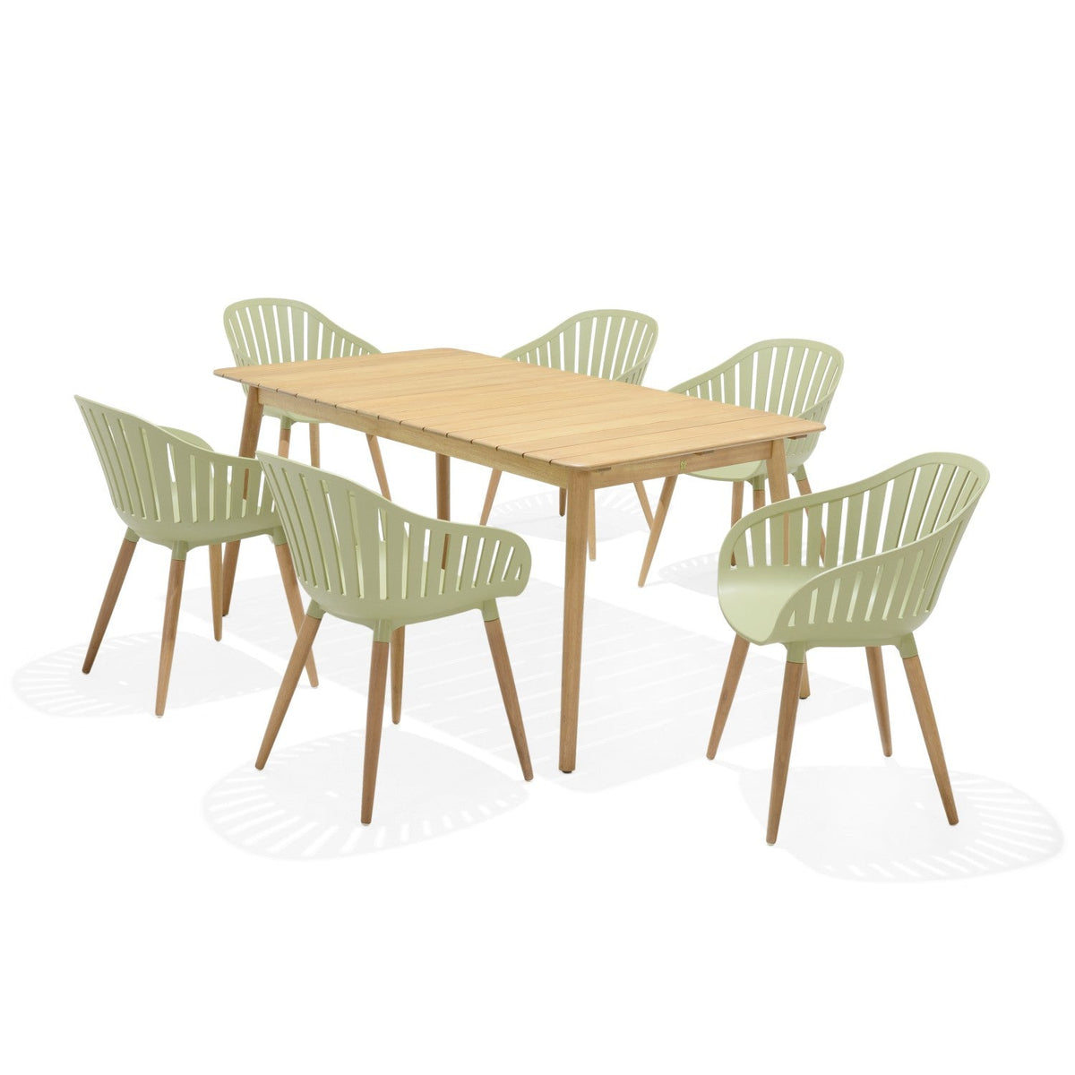 Nassau 7 Piece Rectangular Dining Set – Sage Green Social Plastic® - Home Outpost Supply