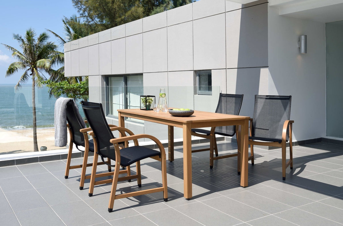 Orlando Wood Table and Manhattan Black Dining Set - Home Outpost Supply