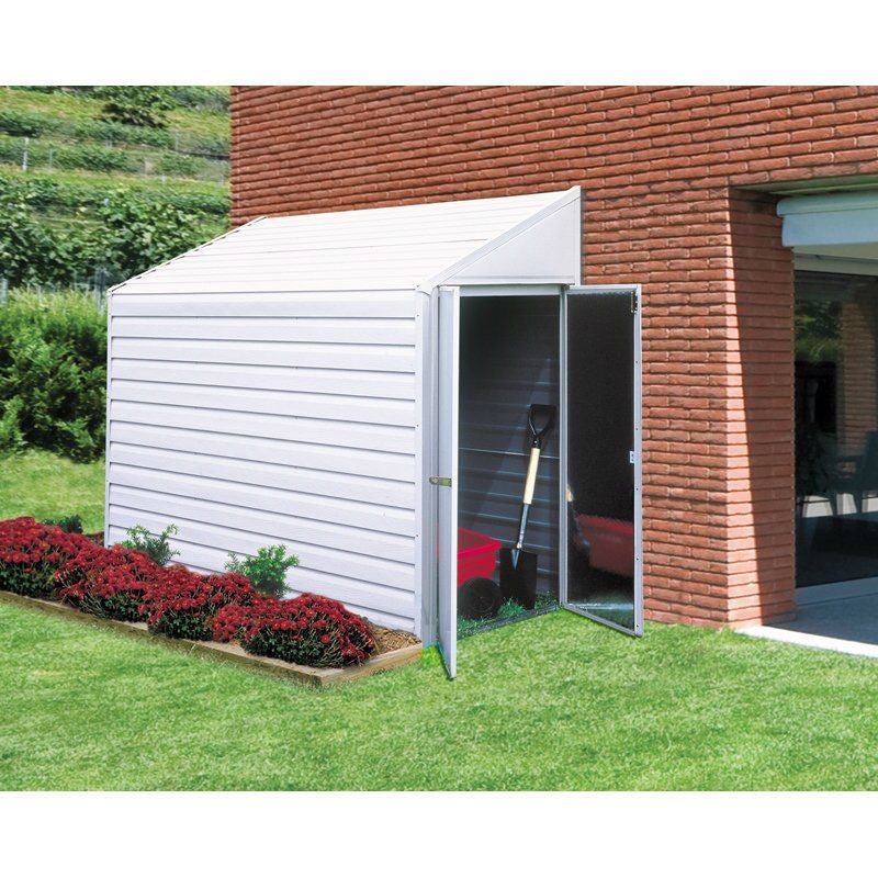 Outdoor Steel 7 x 4-ft Storage Shed with Sloped Roof - Home Outpost Supply
