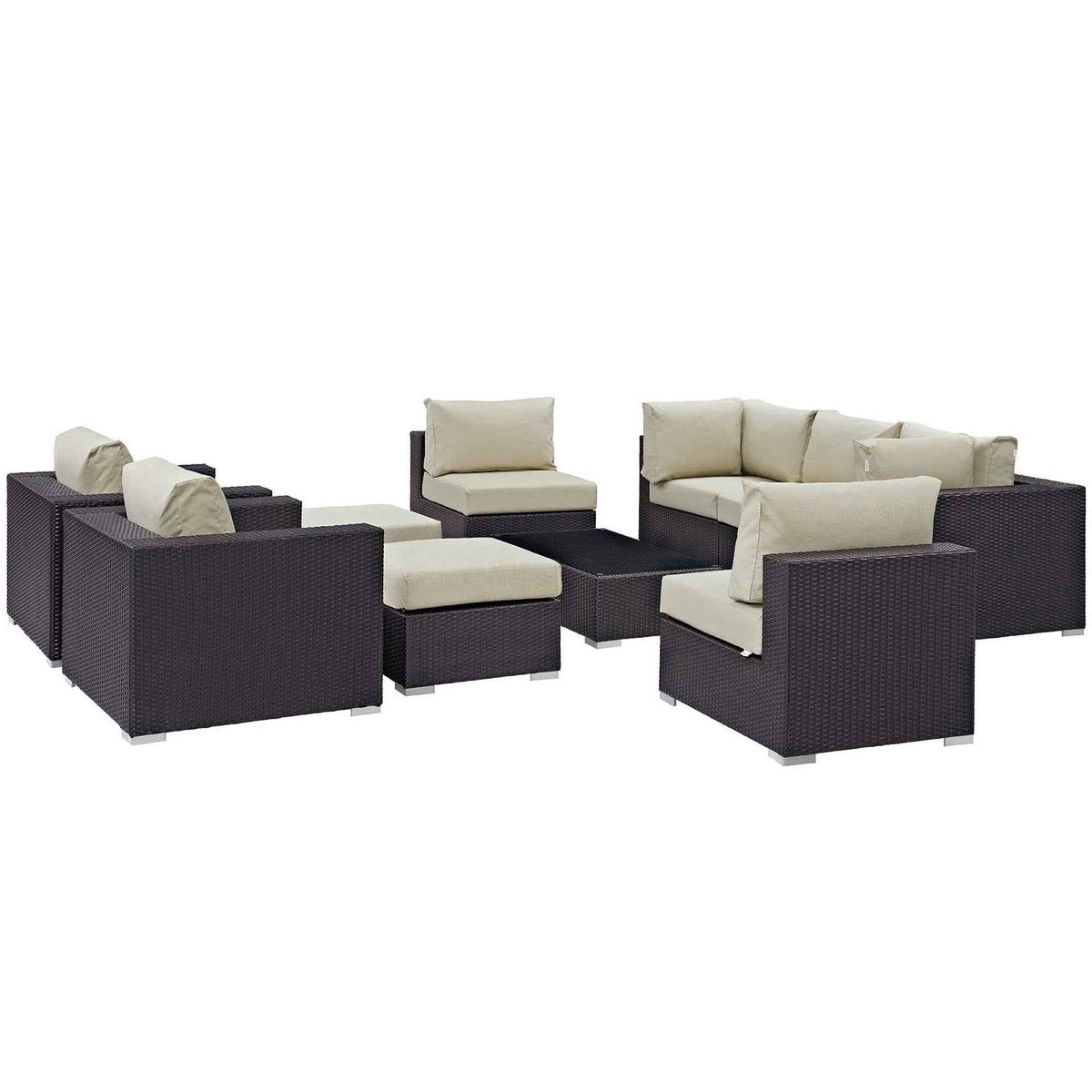 Patio Elegance Outdoor Sectional Set - 10-Piece Convene Lounge Set by Modway - Home Outpost Supply