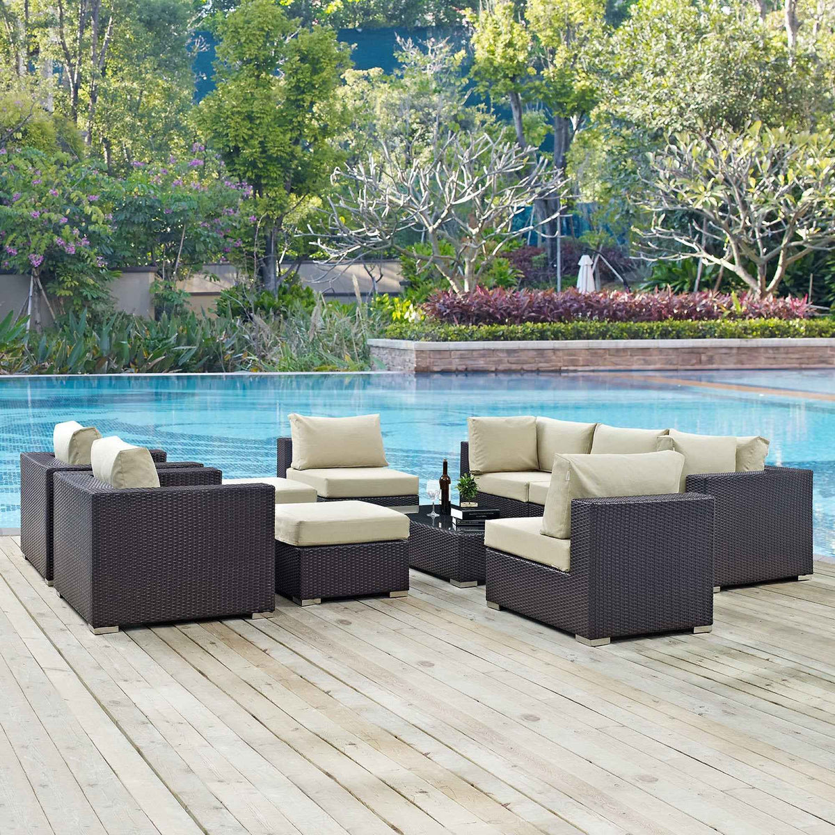 Patio Elegance Outdoor Sectional Set - 10-Piece Convene Lounge Set by Modway - Home Outpost Supply