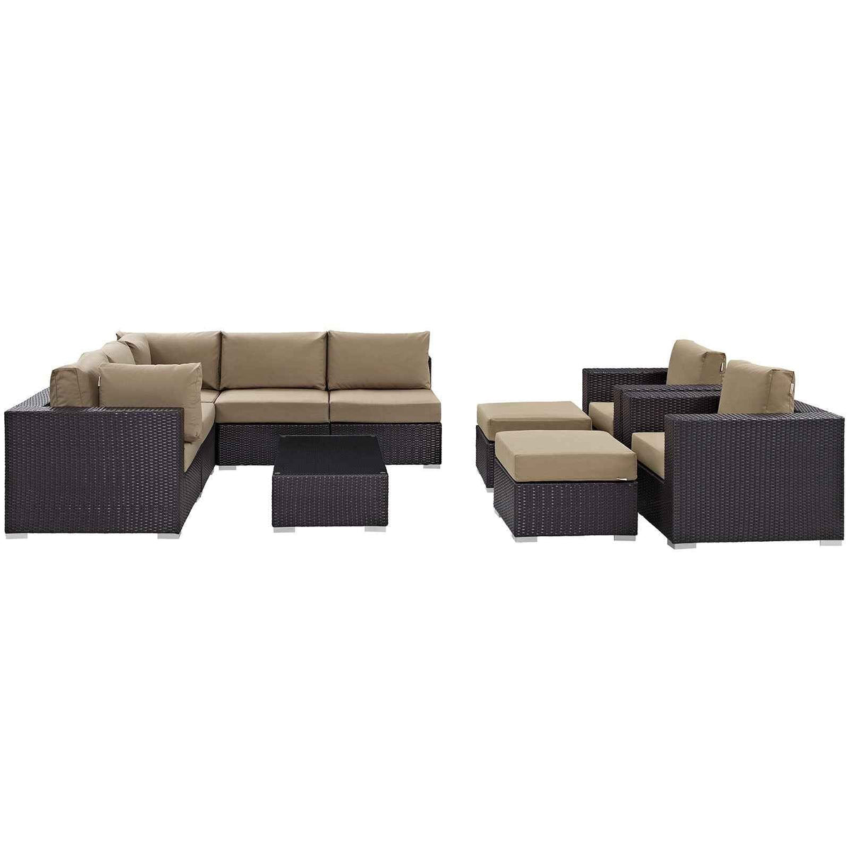 Patio Elegance Outdoor Sectional Set - 10-Piece Convene Lounge Set by Modway - Home Outpost Supply