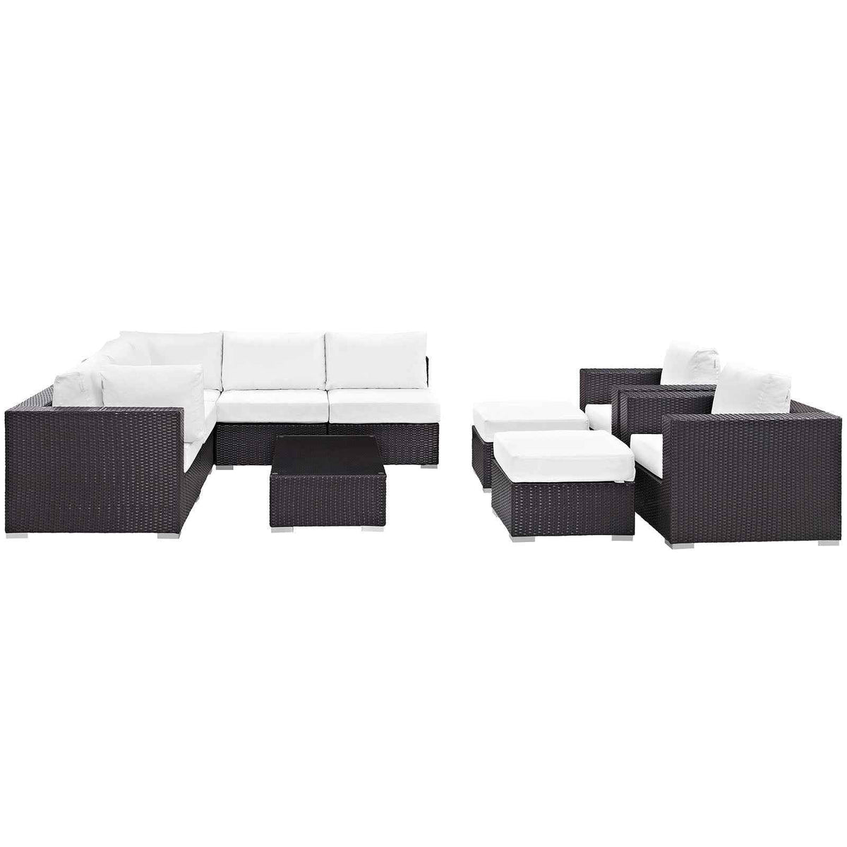Patio Elegance Outdoor Sectional Set - 10-Piece Convene Lounge Set by Modway - Home Outpost Supply