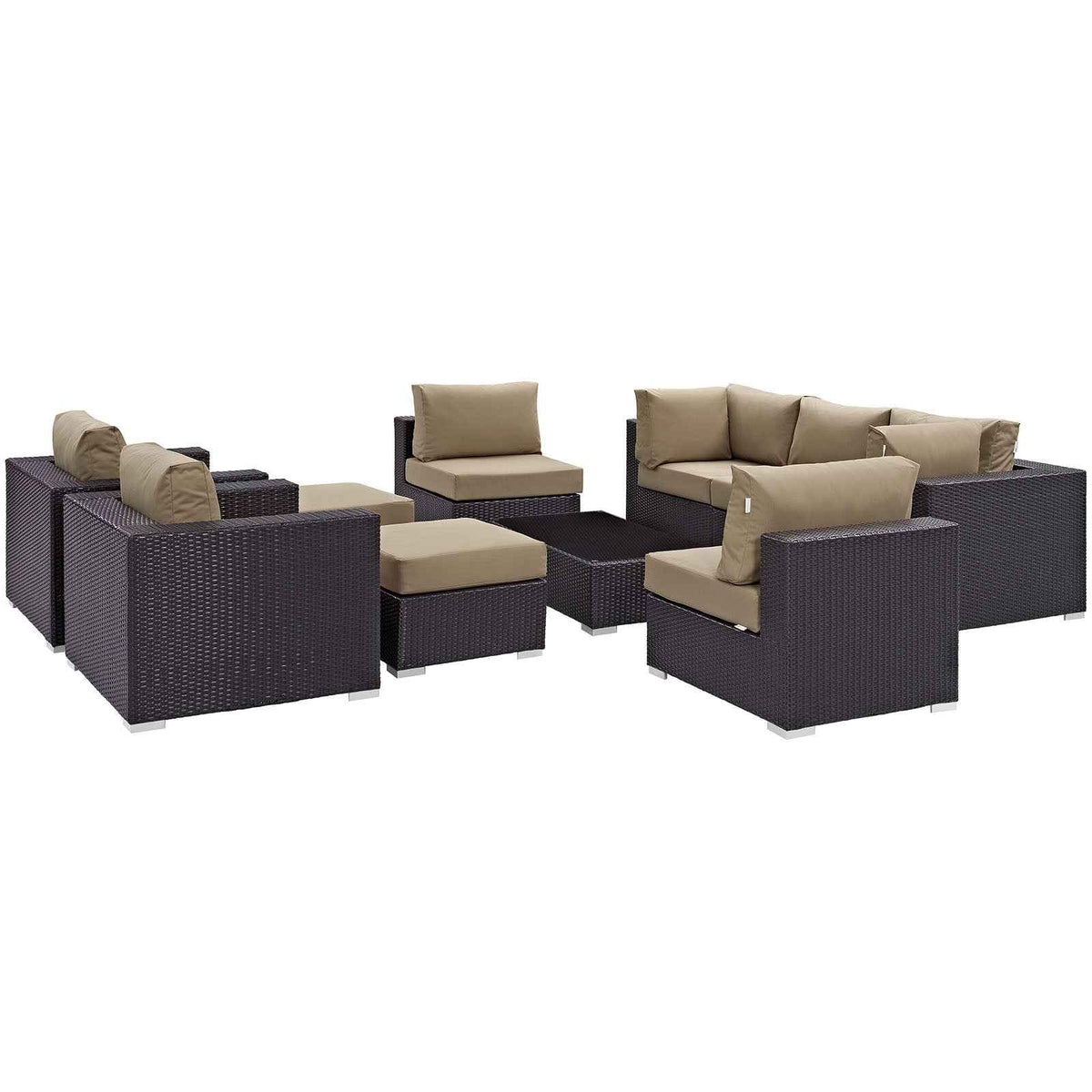 Patio Elegance Outdoor Sectional Set - 10-Piece Convene Lounge Set by Modway - Home Outpost Supply