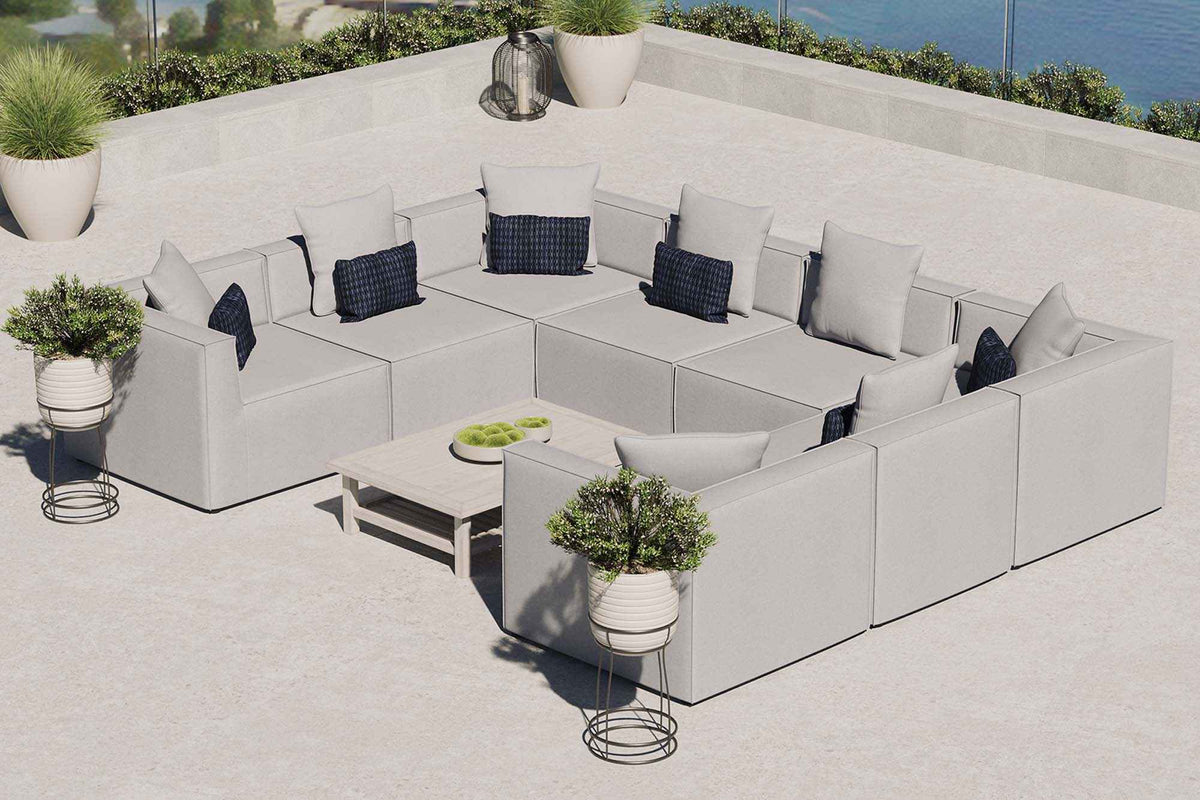 Patio Elegance Sectional Sofa - Saybrook 8-Piece Outdoor Upholstered Sofa by Modway - Home Outpost Supply