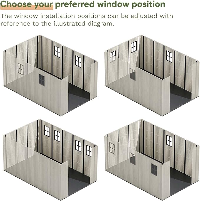 Patiowell 8 x 12 FT Plastic Outdoor Storage Shed with Floor, Resin Shed with Window and Lockable Door for Garden, Backyard, Tool Storage Use, Easy to Install in Beige (Kick-it Shed) - Home Outpost Supply