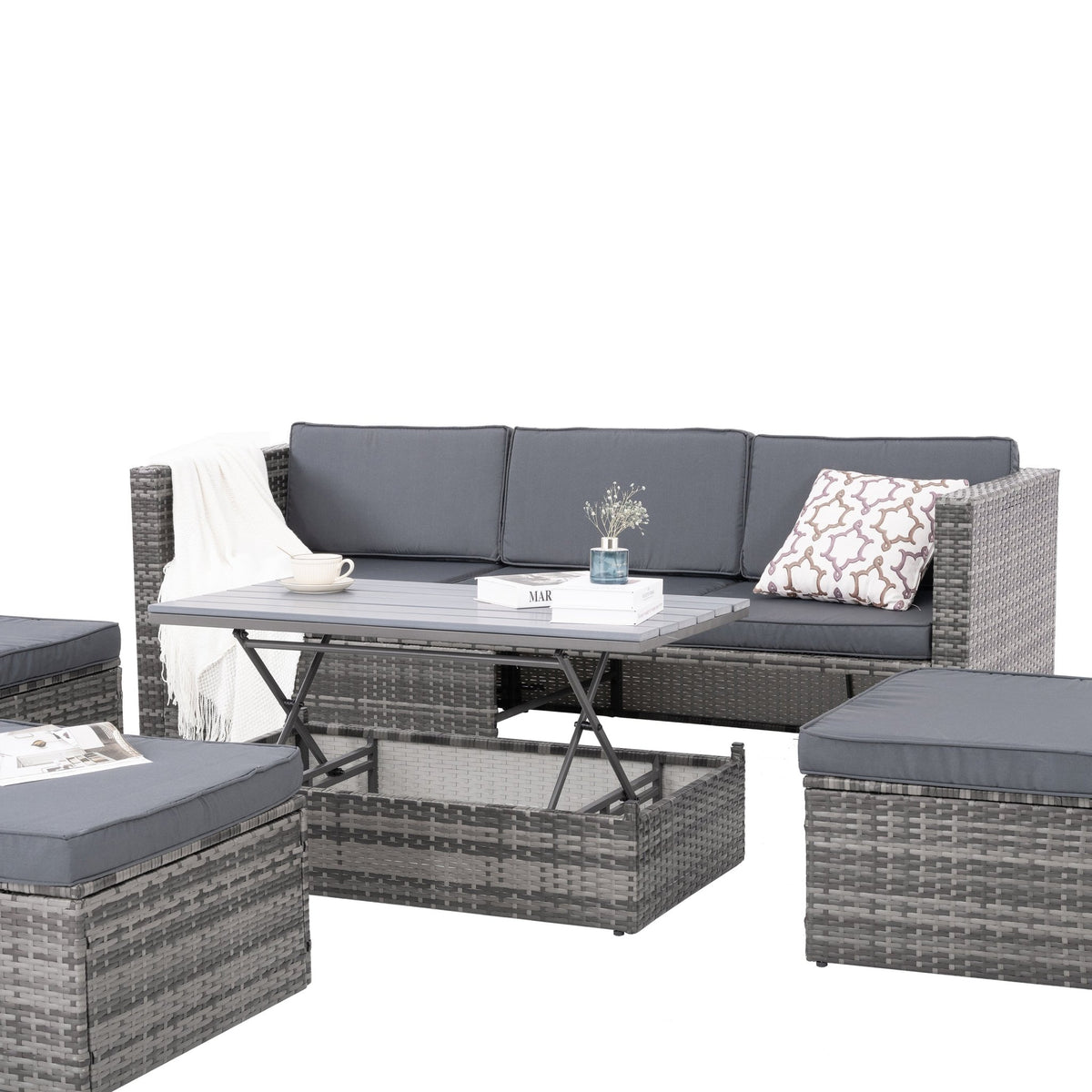Phttps://shopifyfile.oss-accelerate.aliyuncs.com/attached/image/202403/0933B88623F8456F2D133908FF9A8C79.jpgatio Furniture, Outdoor Furniture, Seasonal PE Wicker Furniture,5 Set Wicker Furniture With Plywood Coffee Table - Home Outpost Supply