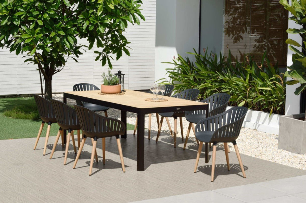Portals Dark 9 Piece Carver Rectangular Dining Set - Home Outpost Supply