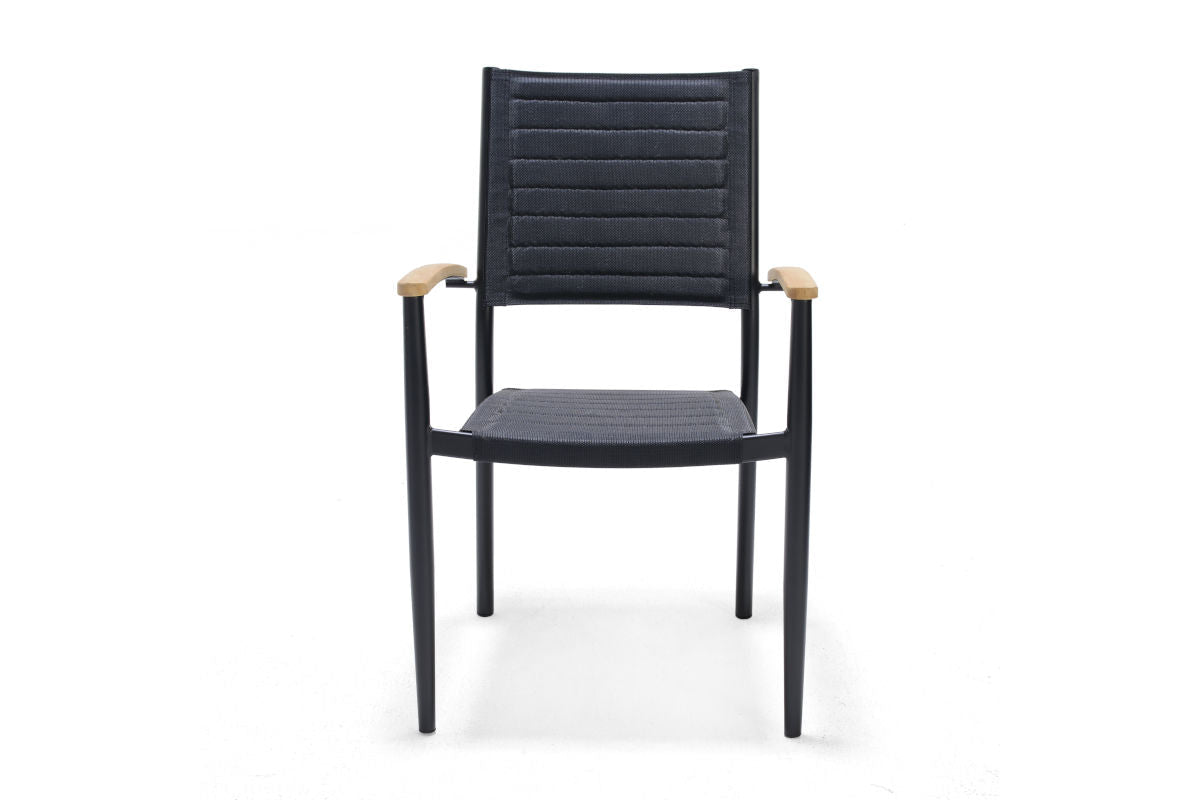Portals Dark Lite FSC Teak Wood and Aluminum Rectangular Dining Set - Home Outpost Supply