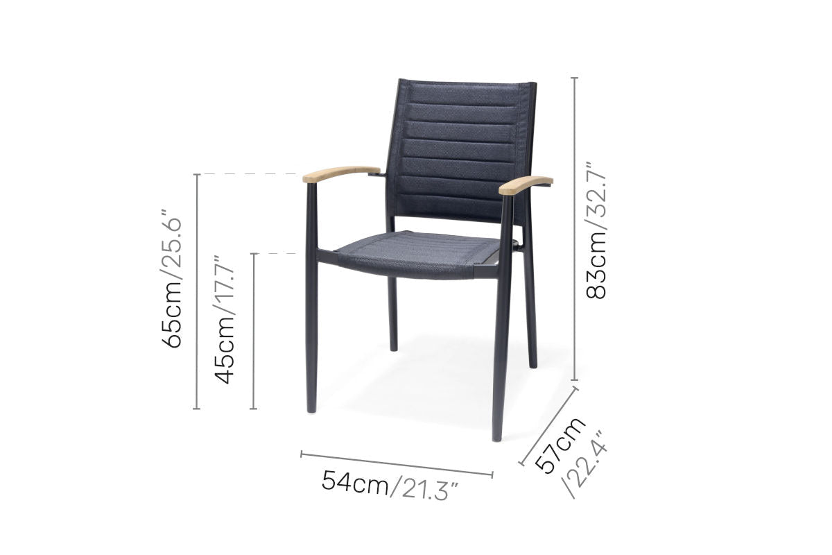Portals Dark Lite FSC Teak Wood and Aluminum Rectangular Dining Set - Home Outpost Supply