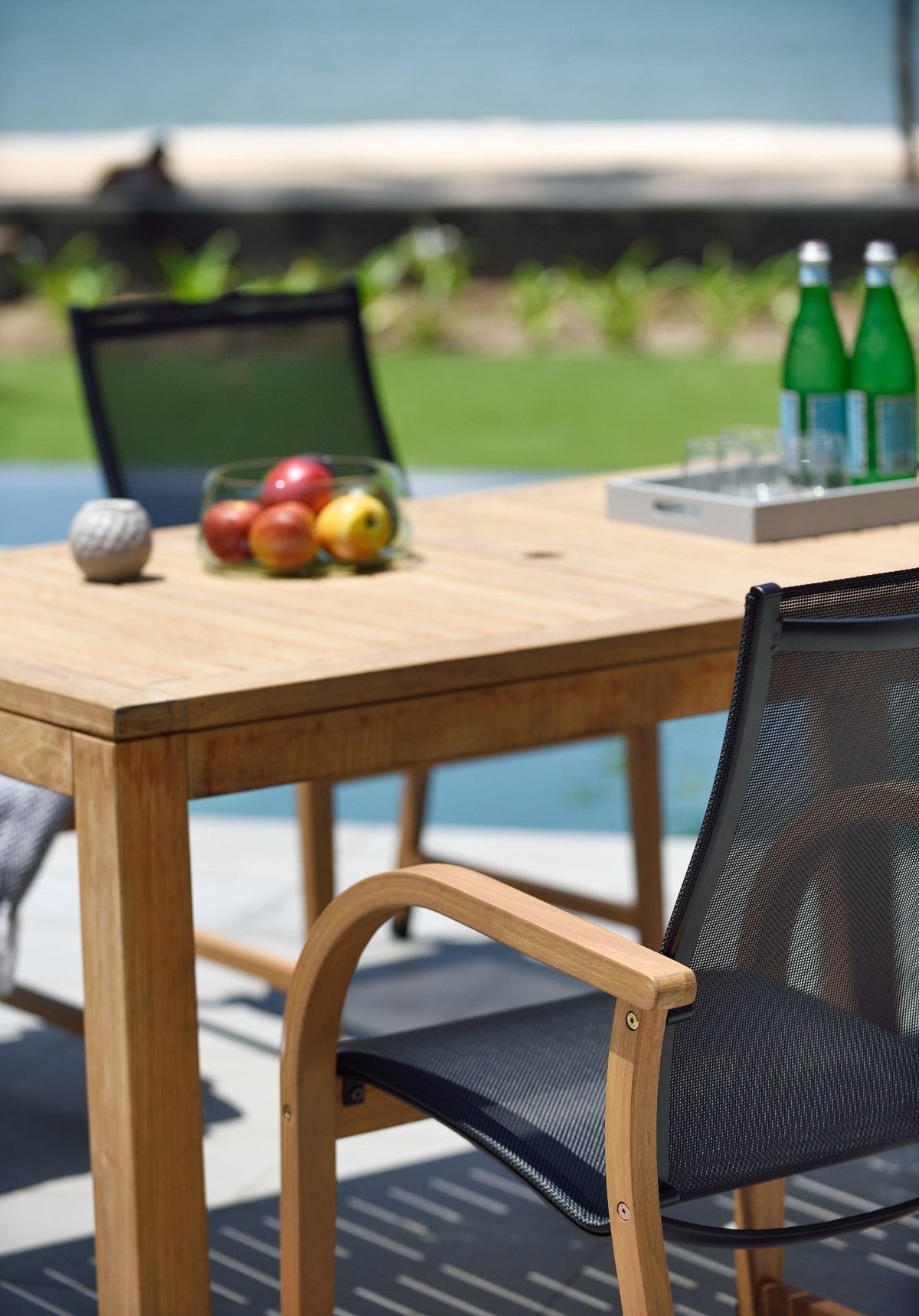 Rinjani Rectangular Big Table and 8 Manhattan Black Armchair - Home Outpost Supply