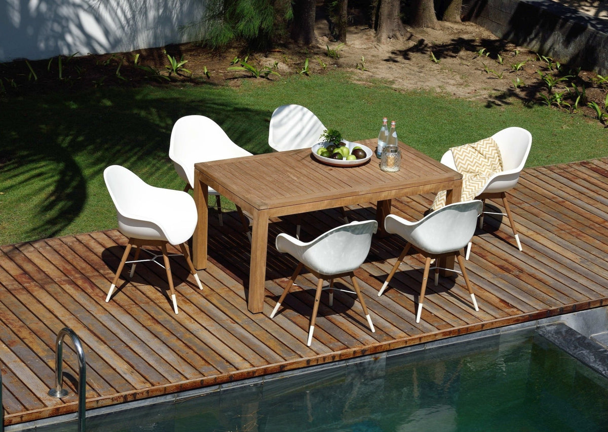 Rinjani Rectangular Table and 6 Chamonix Arm Chair - Home Outpost Supply