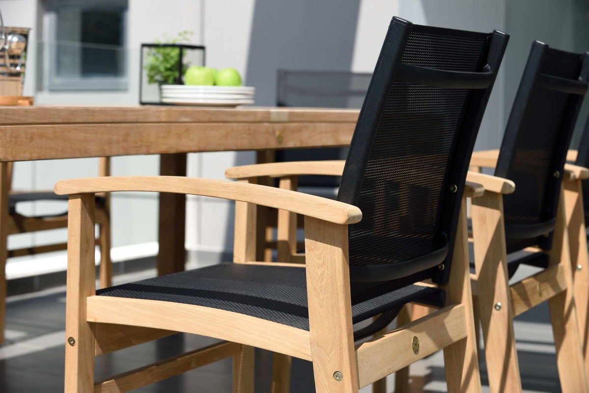 Rinjani Rectangular Teak Table and Fortuna Armchair Dining Set - Home Outpost Supply