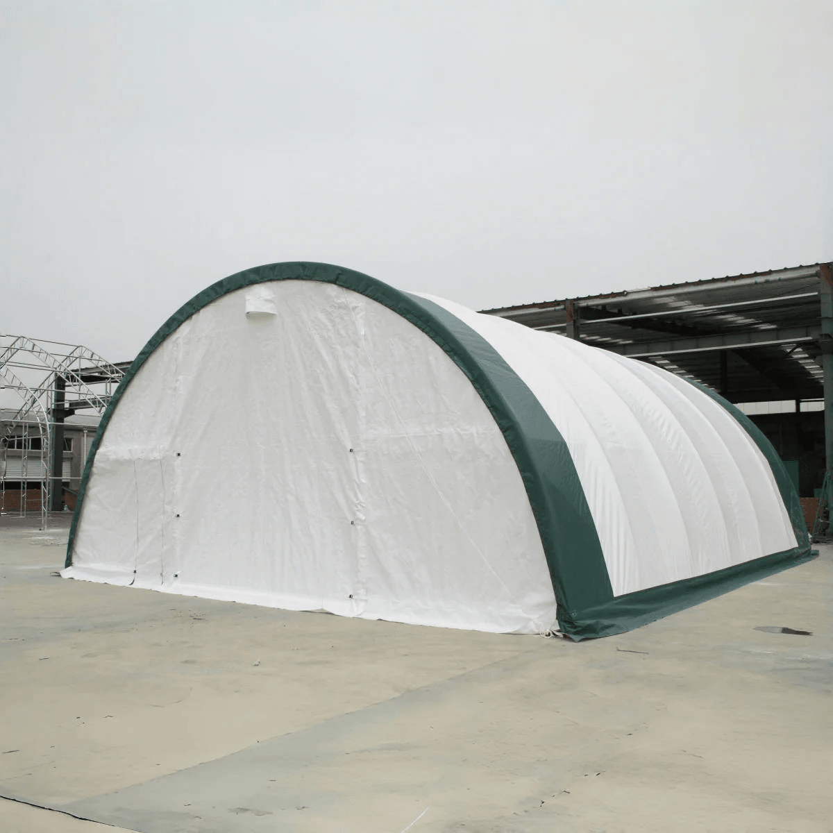 Single Truss Arch Storage Shelter W30'xL65'xH15' 11oz PE - Home Outpost Supply