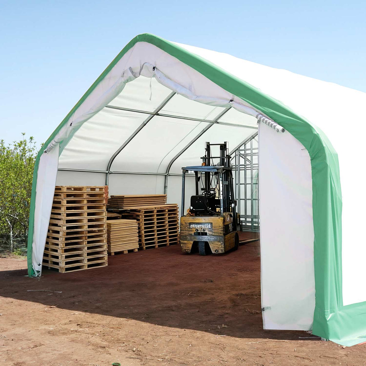 Gold Mountain 20' x 20' Single Truss Storage Shelter – 12' High, PVC