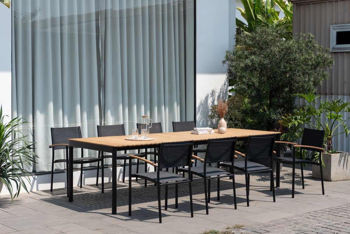 Topaz Dark Teak and Aluminum Rectangular Extendable Table - Home Outpost Supply